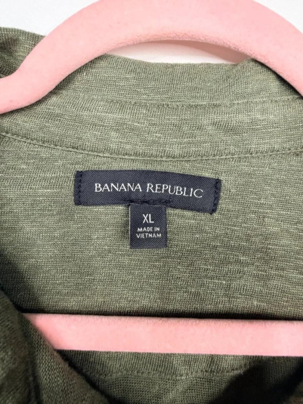 Banana Republic Linen Polo Relaxed Medium Green Heather XL #A3115